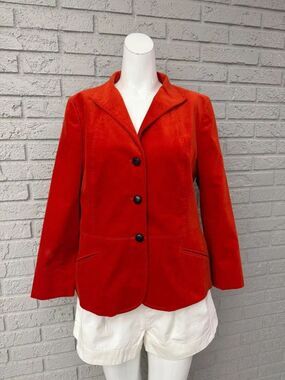 Talbots Women's Burnt Orange Velvet Blazer Jacket Size 12